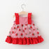 Summer New Girls' Sleeveless Dress Strawberry Mesh Printed Dress